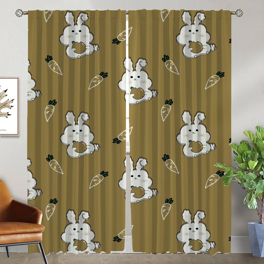 Rabbit Anti-mosquito Curtains for Camera Modern Living Room Curtains 2 Pieces Halloween Decoration Window Curtain Shades Kitchen