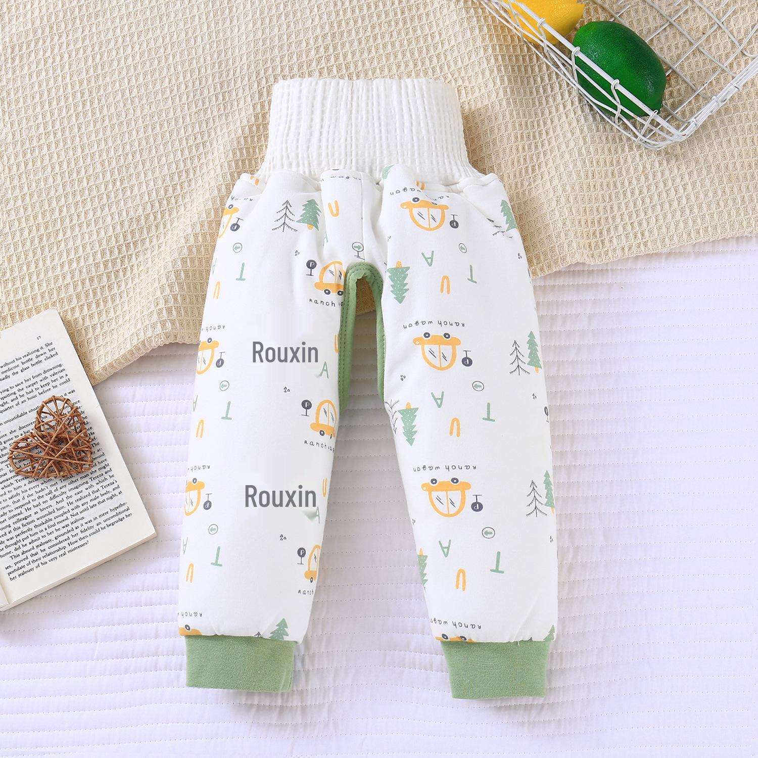 

Стеганые брюки из детского хлопка с высокой талией и защитой живота – подкладка из шелка тутового дерева для мальчиков и девочек, идеально подходят для осени и зимы 90cm (Recommended Weight 22-26 lbs)