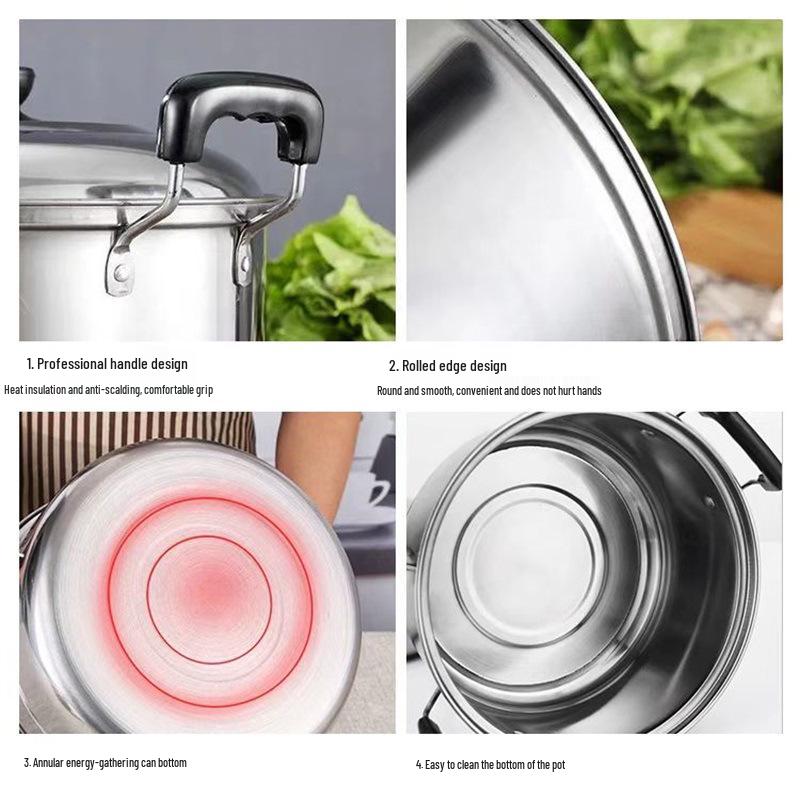 American Style Stainless Steel High Pot 5-Piece Set: Deepened, Thickened Soup & Cooking Pots for Home
