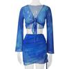 Tie-Dye Printed Gradient Color Short Top Drawstring Mesh