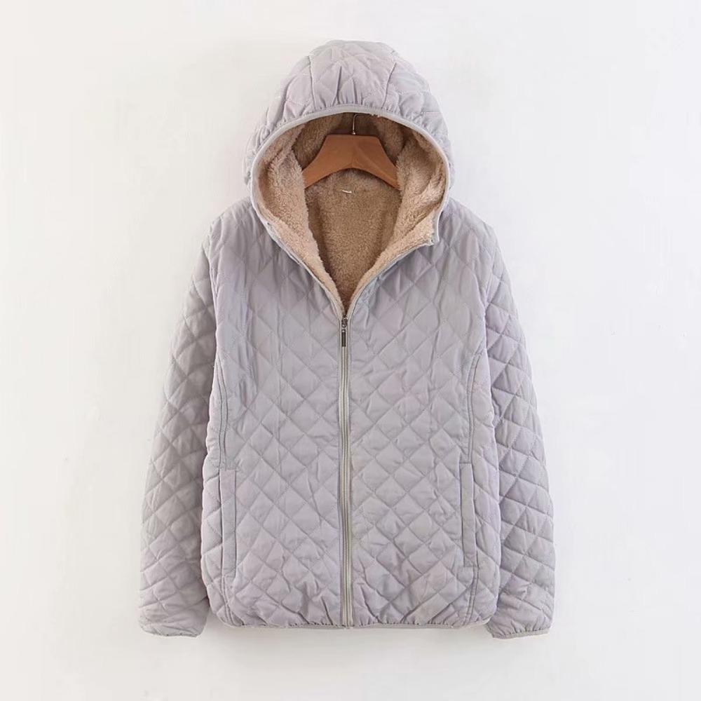 Women Autumn Winter Parkas Coat Jackets Women Lamb Hooded Plaid Long Sleeve Warm Winter Jacket