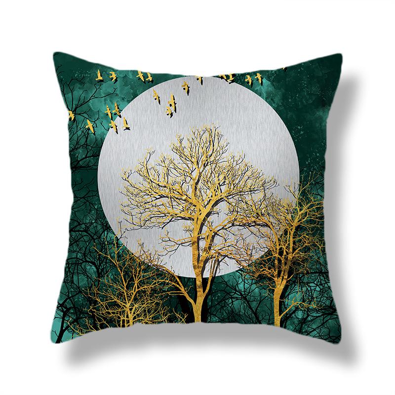 45X45CM Creative Hand-painted Natural Scenery Cushion Cover Sofa Office Seat Cushion Cover Creative Ornaments Home Decoration