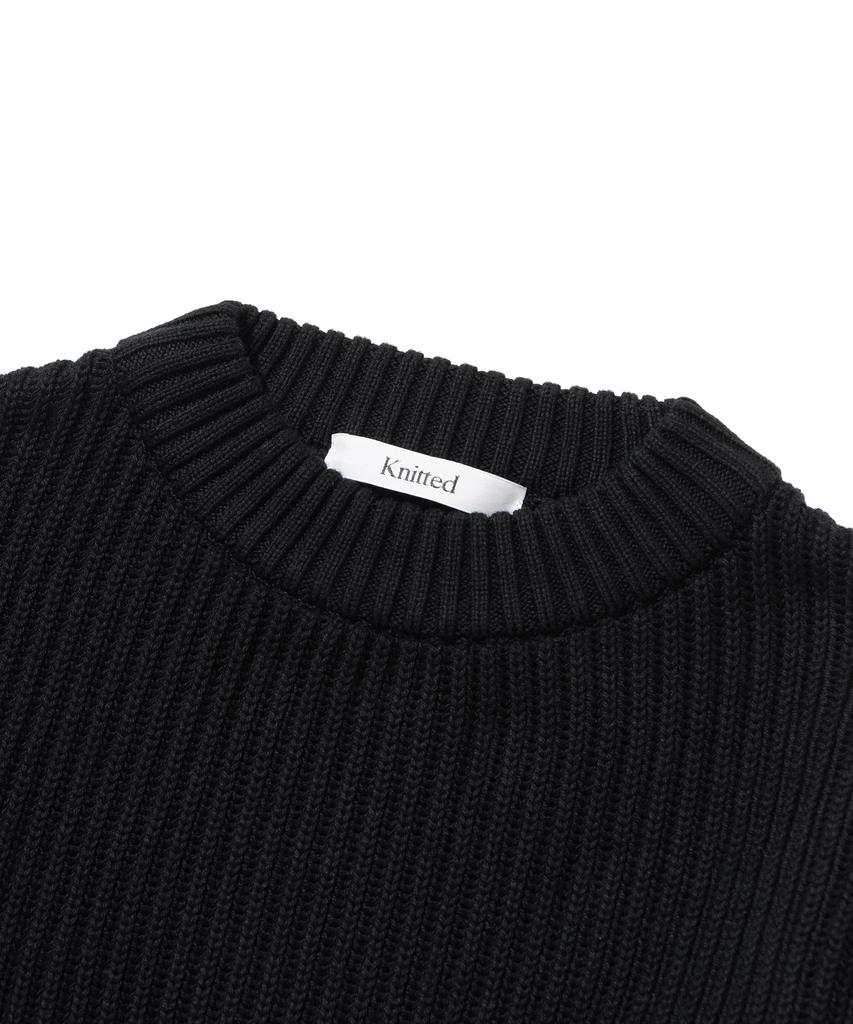 KNITTED Cotton Minimal Round Knit Black