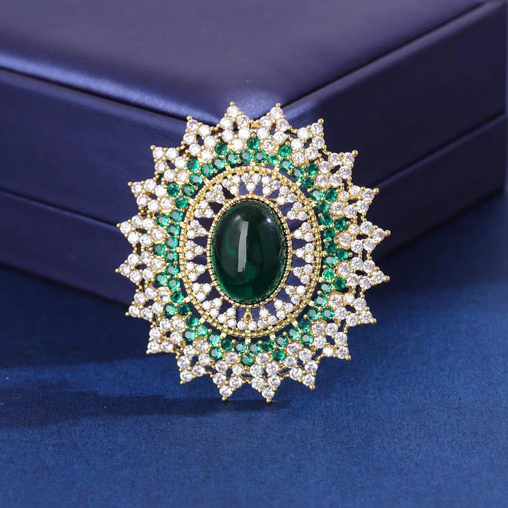 

Gong Yan Ретро Брошь Женская Подсолнух Цветок Высококачественная Цирконовая Брошь Высококачественный Темперамент Универсальные Аксессуары Cheongsam темно-зеленого
