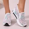 2025 New Women's Sneakers Floral Embroidery Mesh Sneakers for Women Slip On Casual Comfy Heeled Shoes Woman
