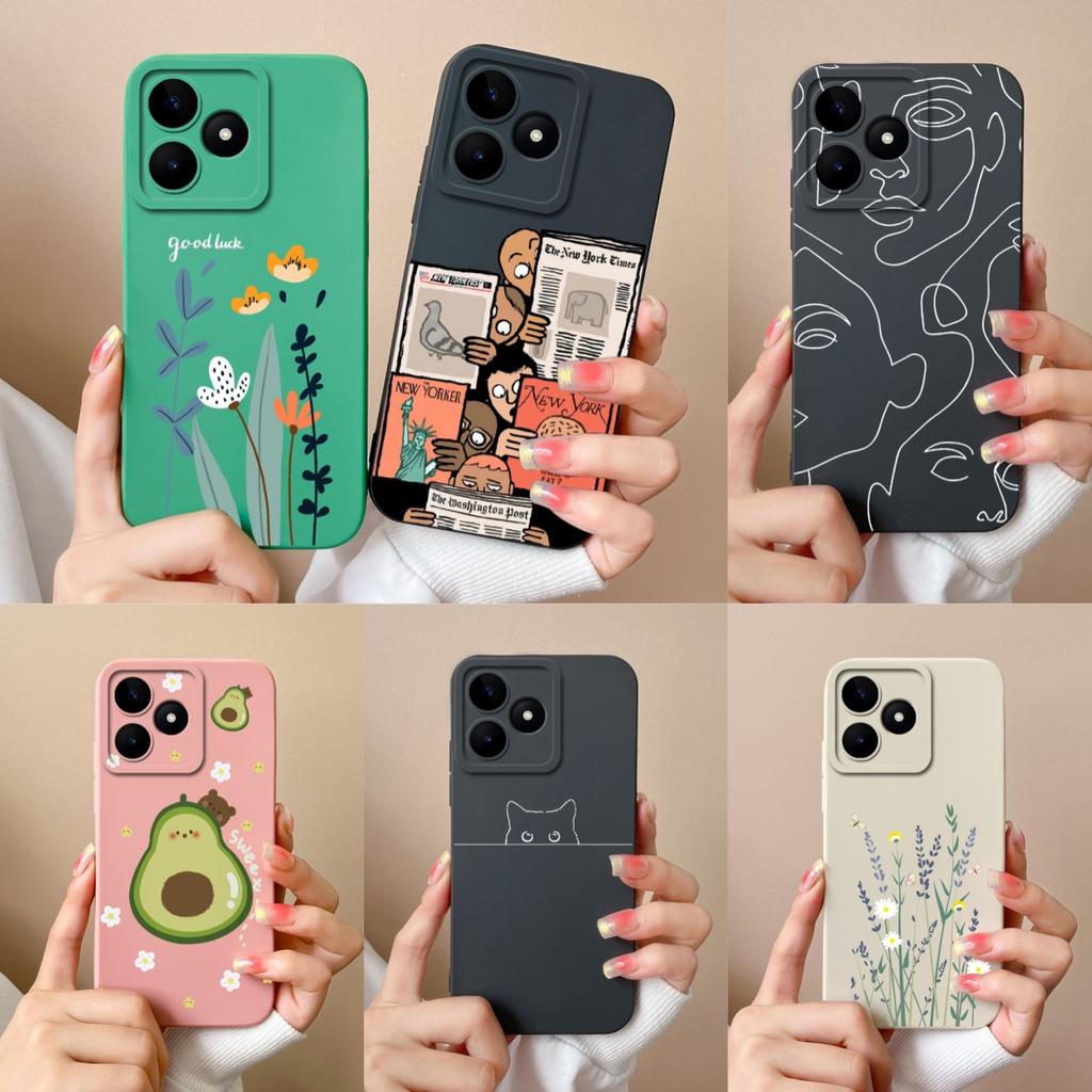 Coque Simple Pour Realme Note 50 Style Décontracté Protection Complète Anti-Choc Coque Arrière Silicone Liquide Doux Modèle RMX3834 Coque