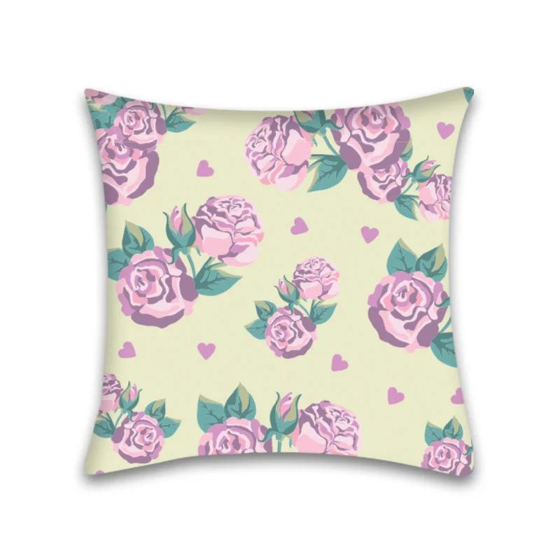 Kissenbezug Heimdeko Sofa Rote Blume Quadratische Dekoration