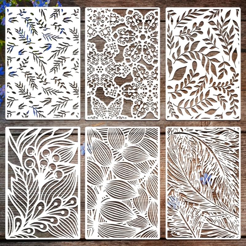 6/12Pcs Geometric Floral Templates 12x8in PET Drawing Stencils for Art Painting Card Making Kid Room Wall Decoration