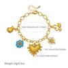DIEYURO 316L Stainless Steel Golden Heart Charm With Enamel Flower Bracelet For Women New Fashion Trend Hand Chain Jewelry