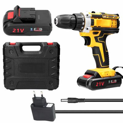 21V Cordless Electric Drill Brush Motor 2 Speeds Adjustment 18 Gears of Torque Adjustable Holes