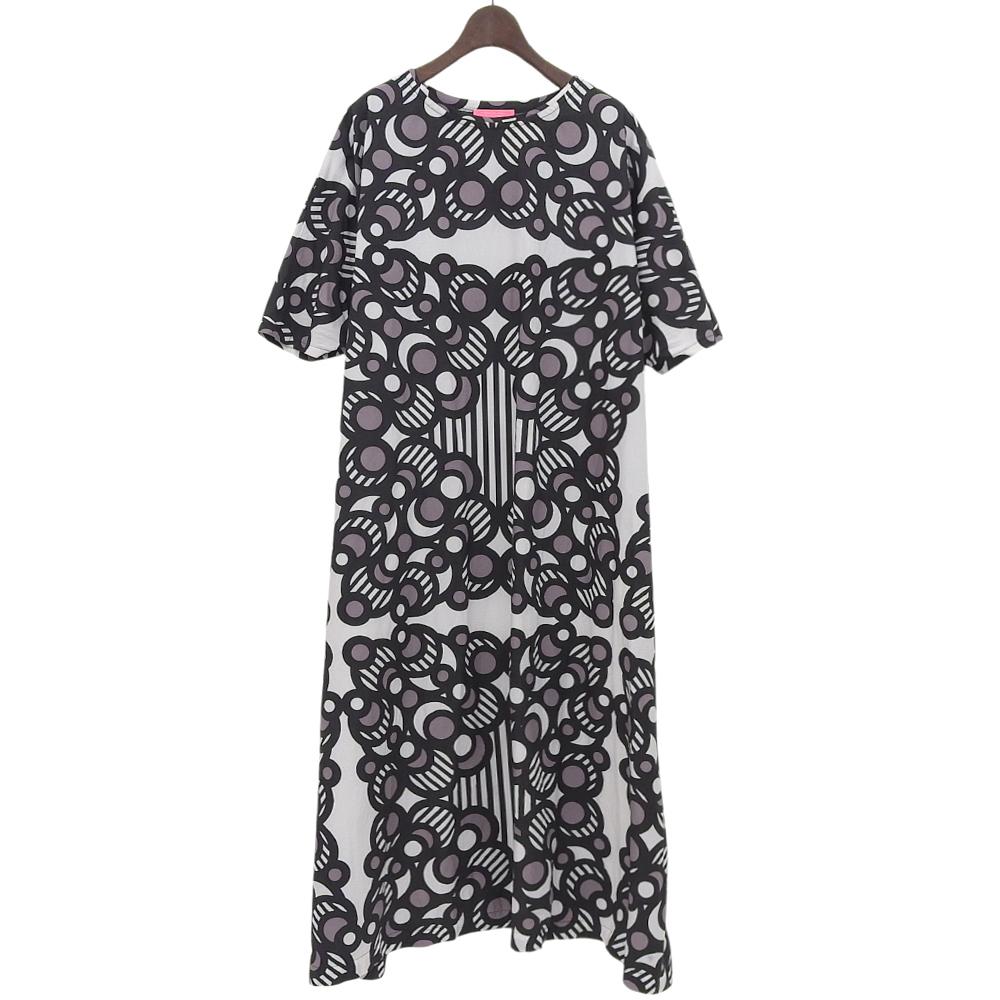 HIROCOLEDGE Women's cotton all-over print A-line dress in multicolor dress ― multicolorUsed