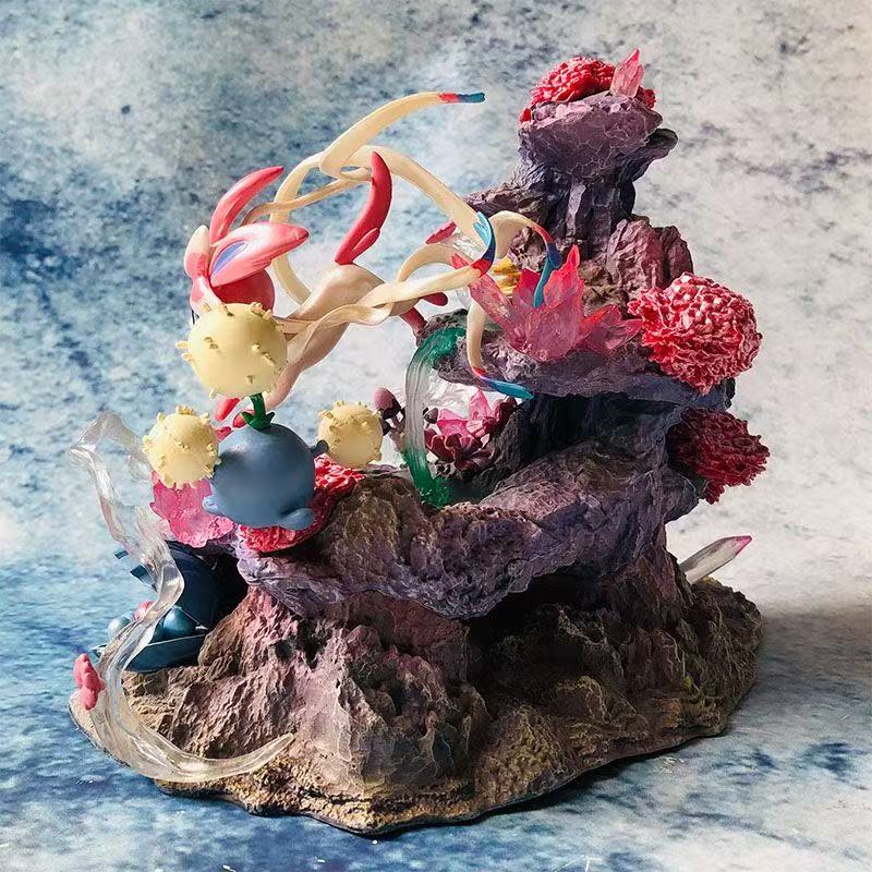 20cm Anime Pocket Monsters Figures GK Eevee Island Action Figurine Model Scene Pvc Statue Decora Collectible Toys Christmas Gift