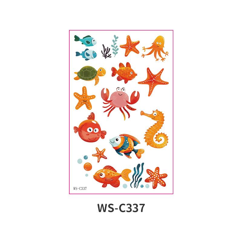 Cross Border New Children s Cartoon Marine Animal Fun Tattoo Stickers Shark Whale Temporary 120x76mm