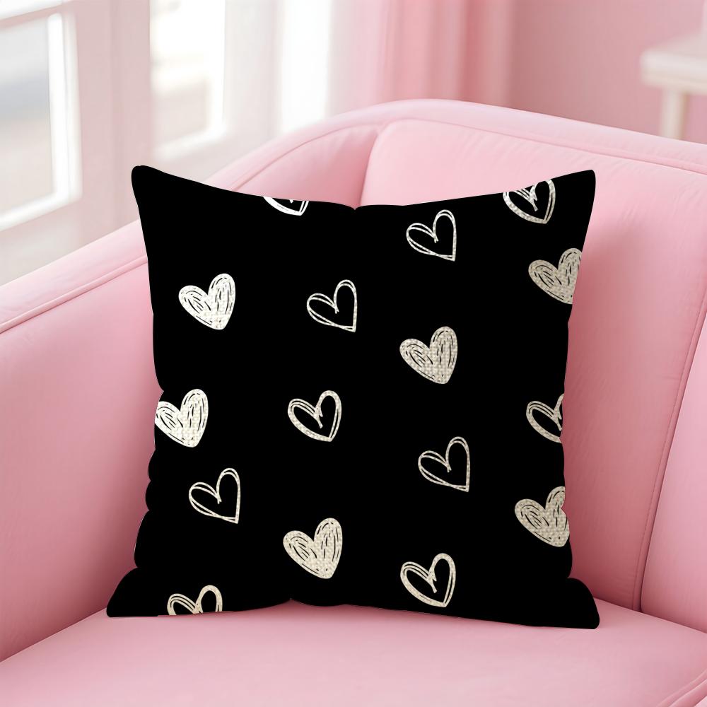 Home Decor Colorful Heart Patterns Love Themed Pillow Covers Pattern Cushion Cover Suitable For Sofa Bedroom Car Pillow Cover
