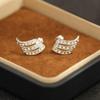 Classic Simple and Versatile Diamond-encrusted Gold and Silver Feather Earrings 925 Silver Needle Earrings Without Ear Piercings, Ear Clips, Earrings