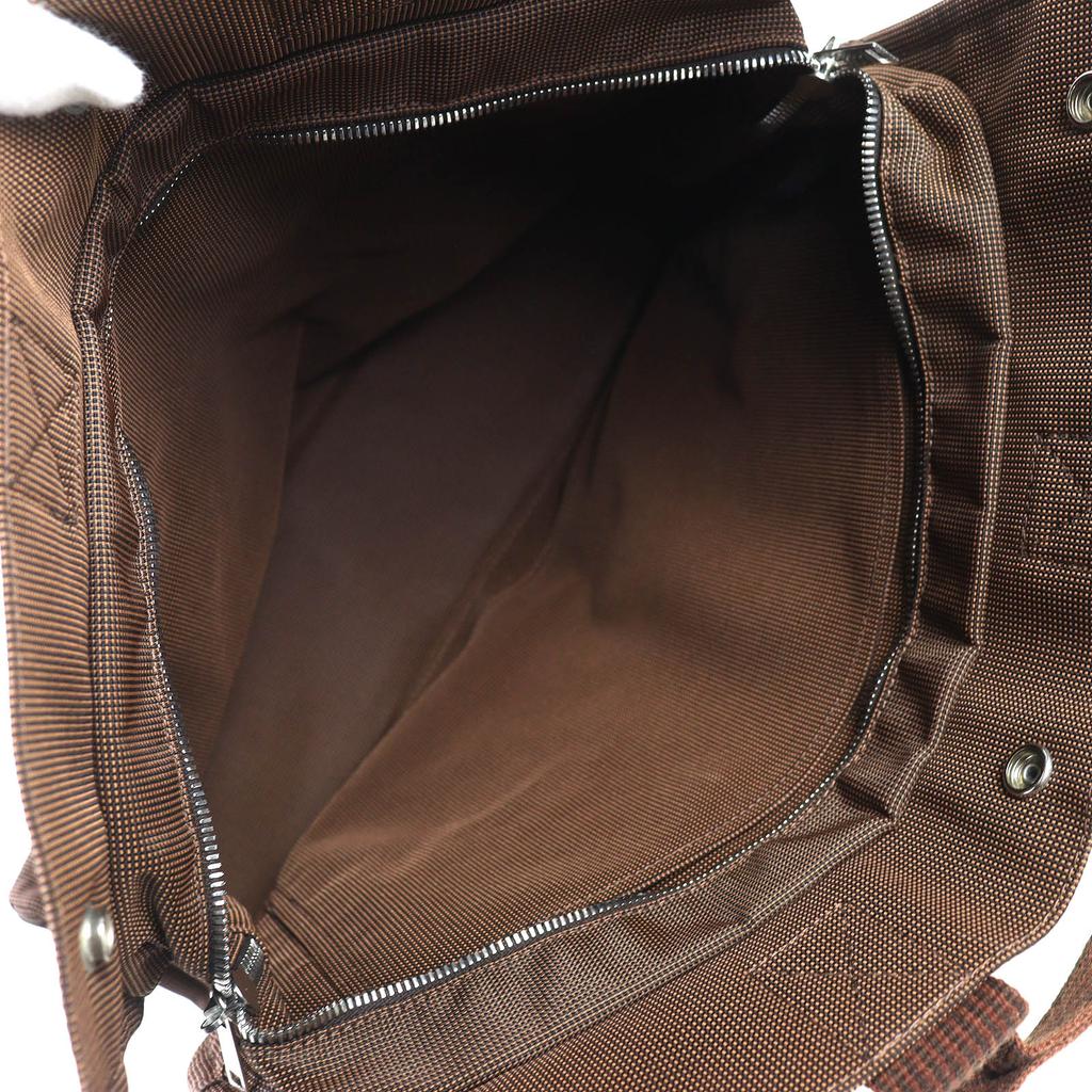 Excellent Sac Tote HERMES Her Line MM Série bouton sac à main en toile Marron Occasion