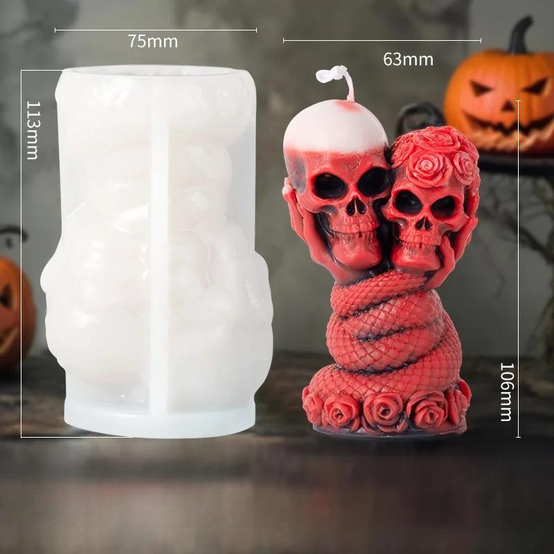 Rose Totenkopf Schlange Silikonformen Halloween Kerzenformen DIY Handgemacht Aromatherapie Gipsherstellung Form 3D Kerzenherstellung Zubehör