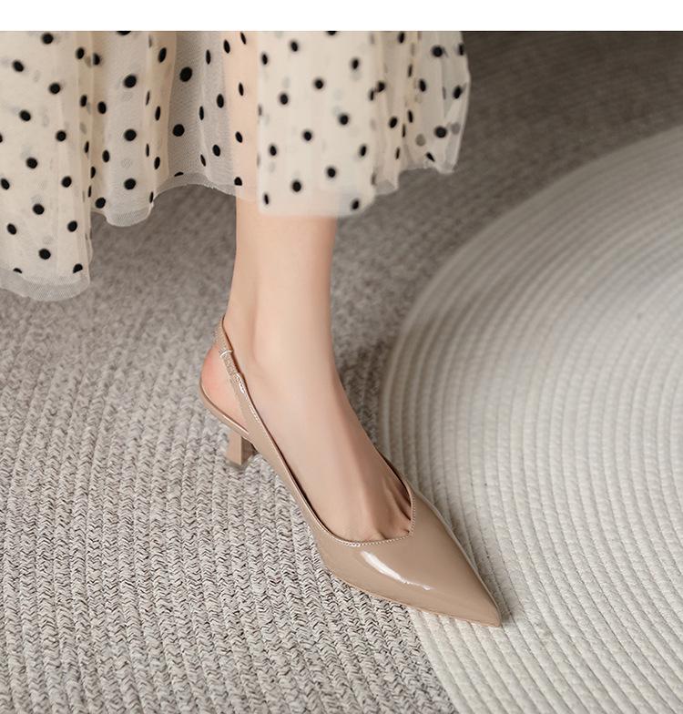 Décolleté Slingback a Punta in Vernice - Stile Coreano, Taglia 35-43, per il Pendolarismo Quotidiano