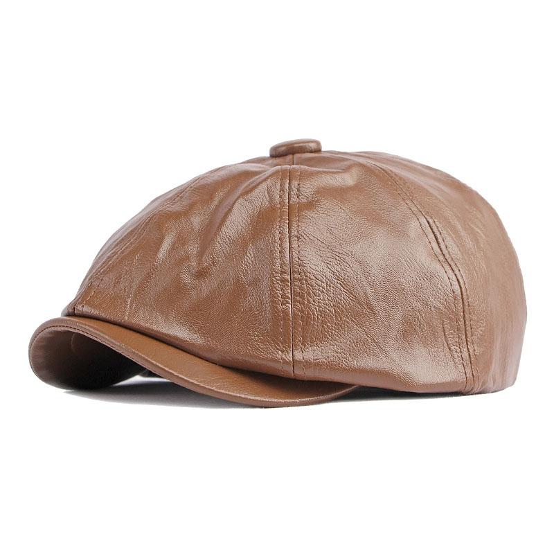 Menns Peaky Blinders Hat Dame Retro PU Leather Flat Cap Beret Newsboy Cap