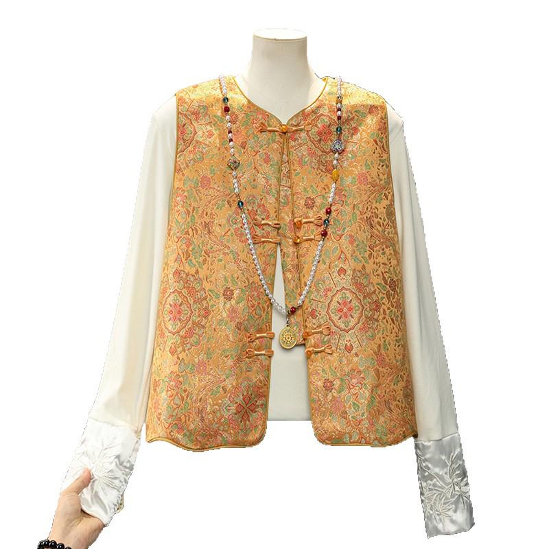 Spring Jacquard Vest: Elegant Chinese Style for Middle-aged & Elderly Women