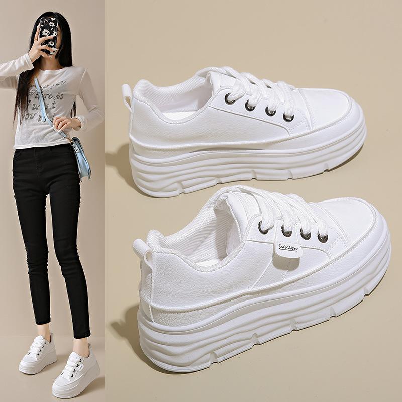 W3616 New Board Shoes Solid Color 2024 Autumn Tide Little White Shoes Platform Sports Casual Shoes Student Shoes