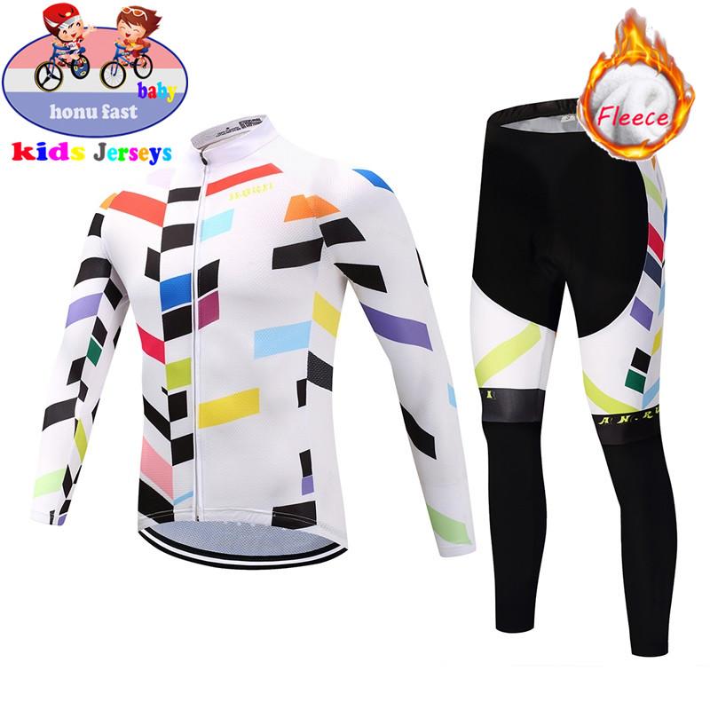 Children's Winter Thermal Fleece Cycling Jerseys   Long Sleeves Kids Bike Clothing Outdoor Mountain Bicycle Uniform Bike Wear