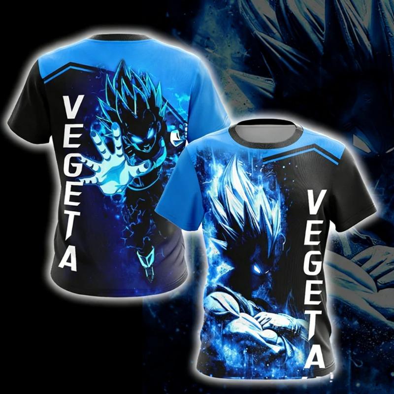 2026 Summer Dragon Ball  T-Shirt 3D Print Vegeta Super Saiyan Blue Neon Oversized Loose Breathable