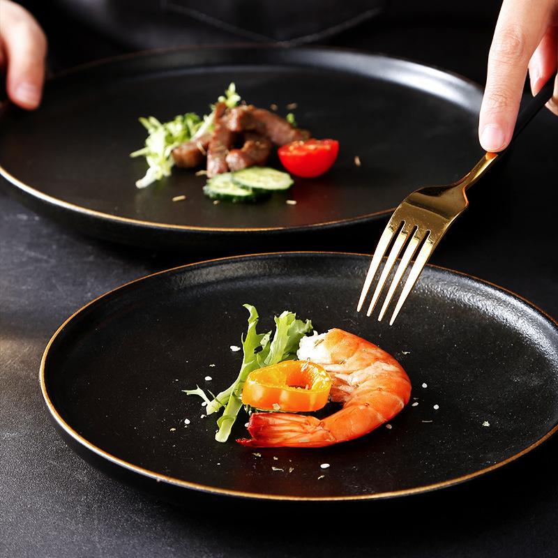 Japanese Western Food Plate Underglaze Color Household Disc Bbq Restaurant Plate Phnom Penh Steak Plate Hotel Ceramic Tableware
