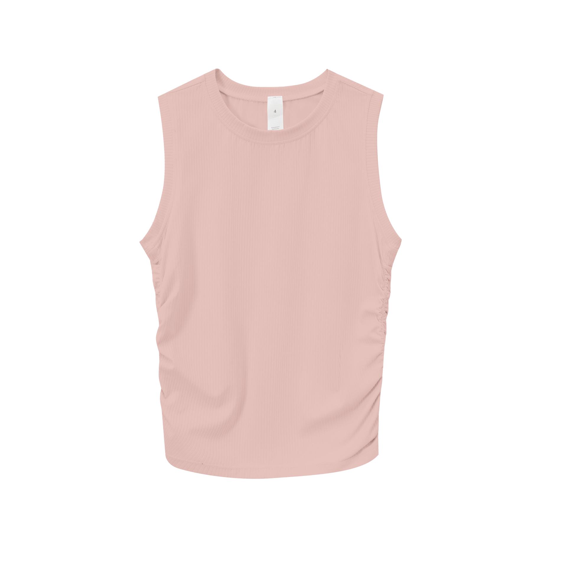 

Осенне-летняя приталенная майка для йоги в рубчик с драпировкой, быстросохнущая Medium (4)