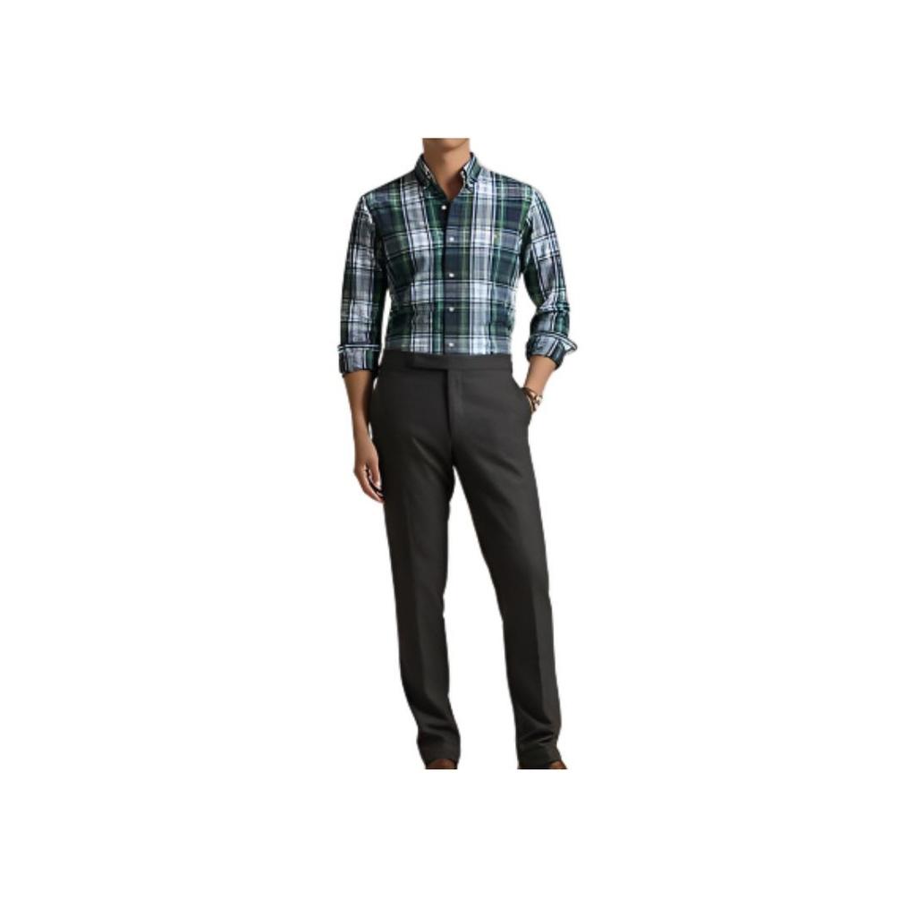 Polo Ralph Lauren Plaid Print Button-Down Collar Long Sleeve Shirt Men Shirts Green MNPOWOV16823861100