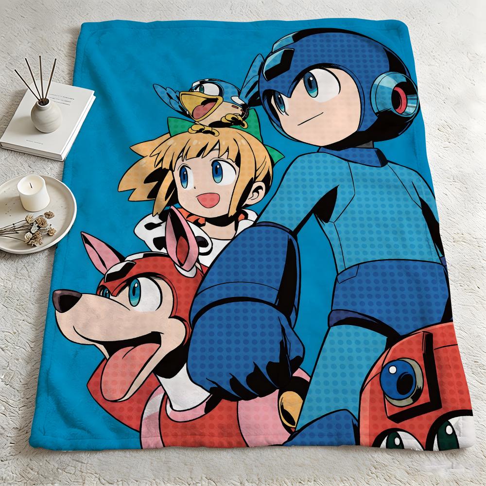 game MMega Mann Throw Warm Soft Flannel Blanket Multiuse for Sofa Bed Camping Travel Nap