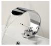 Wide-spouted basin waterfall tap, solid brass, black, hot and cold water, countertop basin tap with large spout