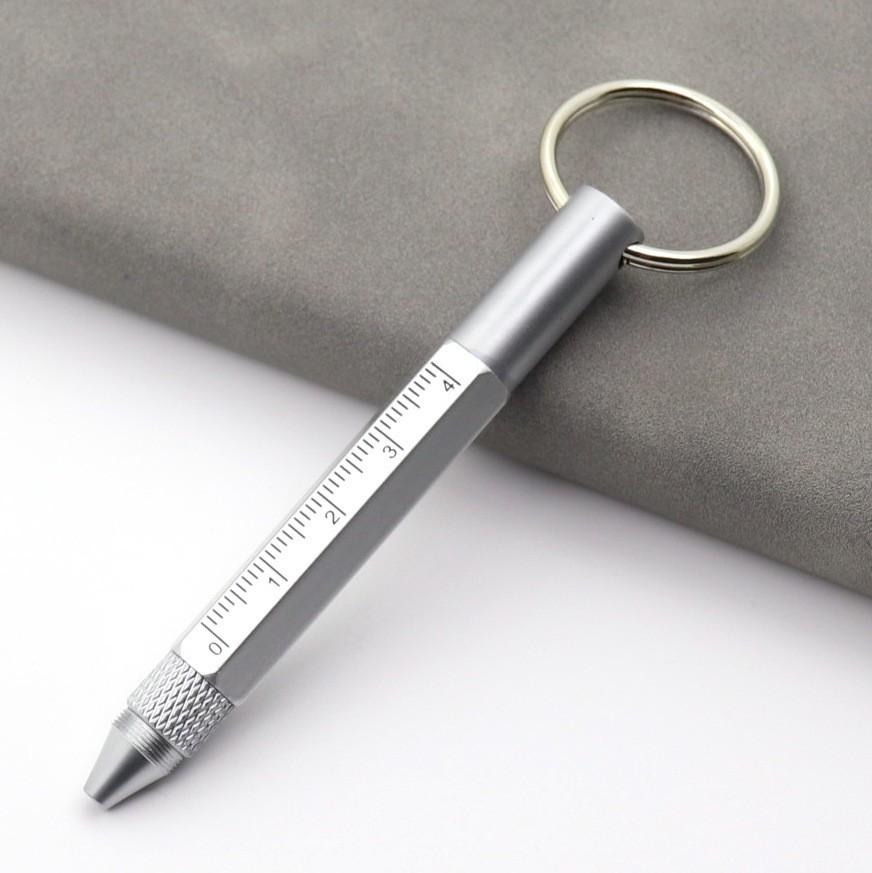 6-in-1 Multifunction Metal Ballpoint Pen with Touchscreen Stylus, Screwdriver, and Emergency Tool.