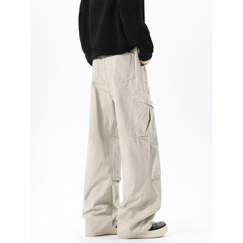 American-Style Pleated Deconstructed Cargo Pants for Men, Winter Trendy Outdoor Sports Casual Long Pants, High Street Loose Straight-Leg Trousers
