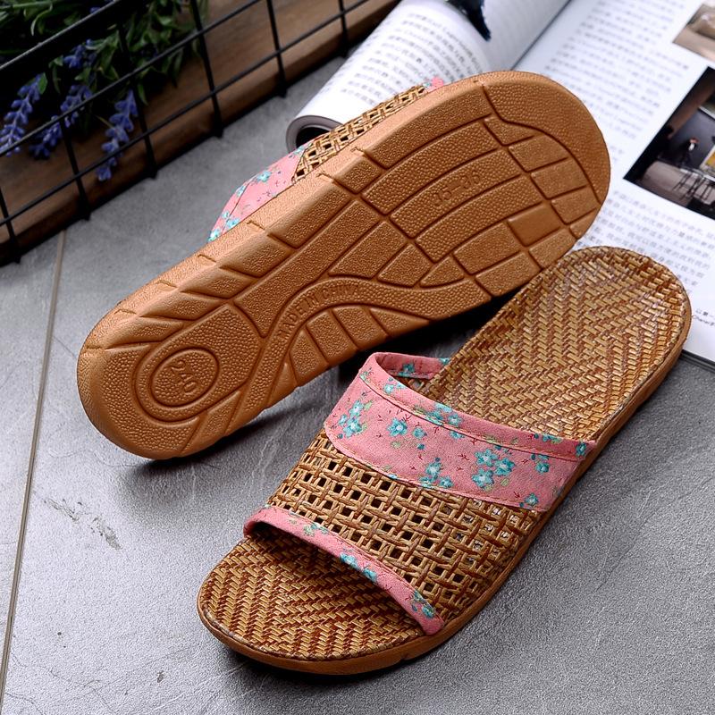 Summer Non-slip Indoor Slippers for Men and Women - Thick Sole, Perfect for Wood Floors and Rattan Matting