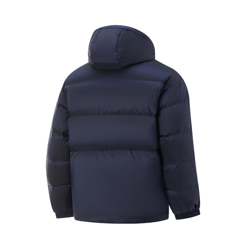 Li Ning Anti-Five Series Solid Color Zipper Hooded Comfortable Breathable Versatile Down Jacket Men Outerwear Deep-Navy AYMU481-2