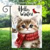2D Flat, 1pc Double-Sided Printed Garden Flag, Linen Material, No Flagpole Included, 2D Flat Print, Winter Cute Cat Garden Flag, 2D Flat