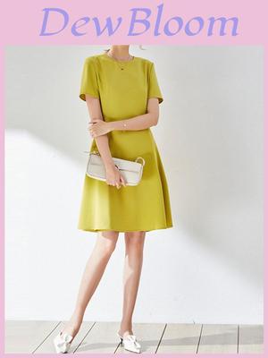 Summer Elegant A Line Dress With High Waist For Women In Solid Color
