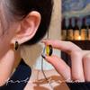 White drop glaze ring earrings light luxury niche ear buckle Hong Kong style unique earrings