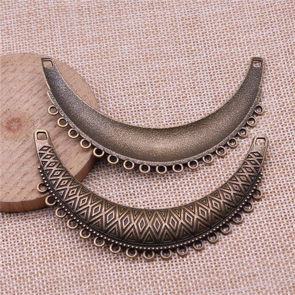 2 peças colar conector charme joalheria cor bronze antigo 86x50mm