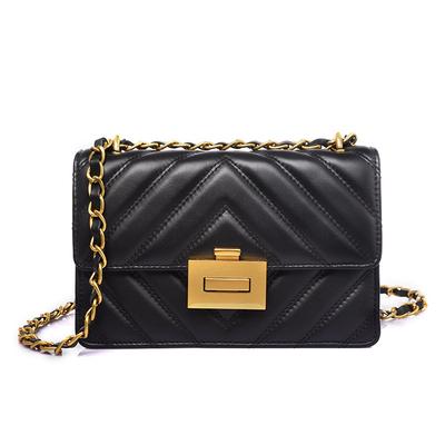 Niche Design Rhombus Chain Bag, Striped Leather Lock, Crossbody Small Square Bag Generation