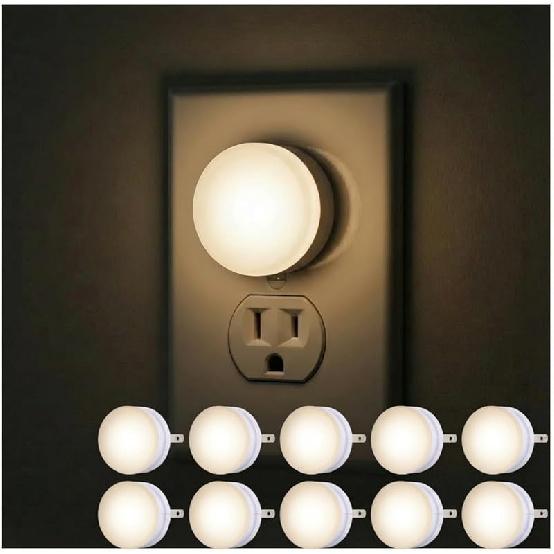 Lights by Night Plug In Night Light Bedroom Decor Apartment Essentials LED Lights Ambient Lighting Dusk to Dawn Sensor Nightlight Bathroom, Square 6