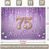 Elegant 75th Birthday Backdrop, Glamorous Purple Design with Diamond-Encrusted Number 75 and Sparkles, Festive Milestone Party Wall Decor