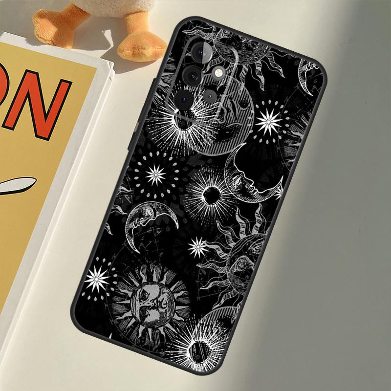 Crescent Moon Sun For Samsung Galaxy A22 A52 A32 A54 A14 A16 A26 A36 A56 A55 A35 A05 A06 A15 A53 A33 A13 Case