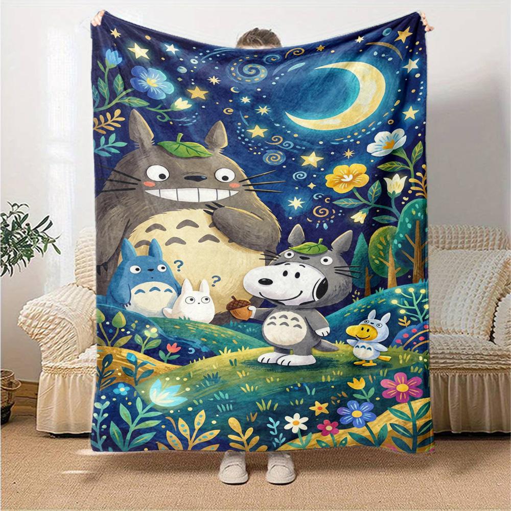Nighttime Forest Friends Flannel Blanket Super Soft Warm Cozy Blanket For Sofa Bed Office Travel Allseason Home Decor Gift