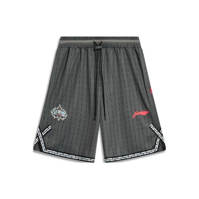 Esportes Série Basquete Estampa Logo Cordão Elástico Cintura Reta Secagem Rápida Solto Shorts de Basquete Masculino Parte de Baixo Preto AAPT561-1