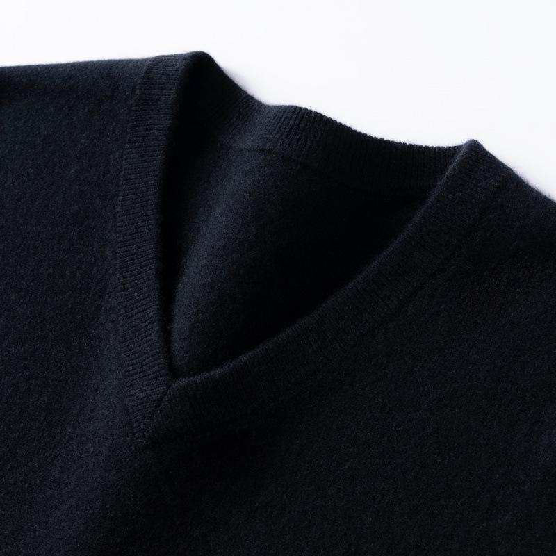 Men's 100% Pure Cashmere V-Neck Loose Casual Knit Sweater