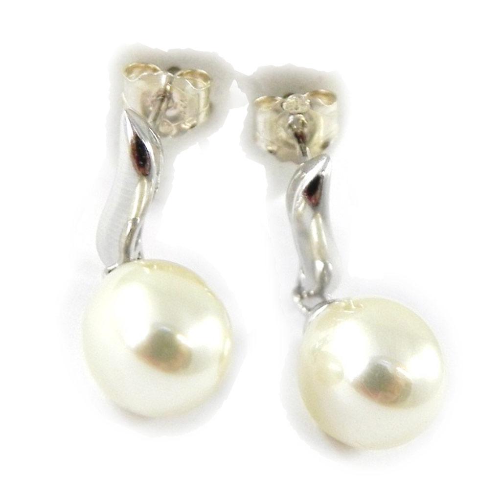 Les Trésors De Lily [D7243] - Boucles Argent 'Perles Calligraphie' ivoire argenté (rhodié) - 23 mm