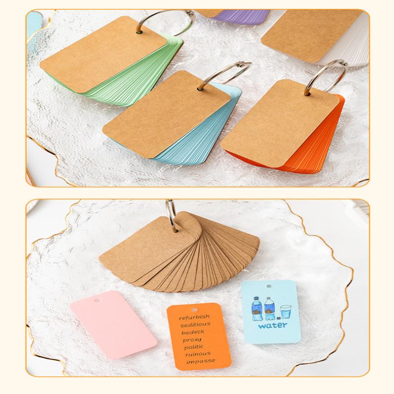 50/100Pcs Colored Blank Kraft Paper Cards Craft Cards Paper Business Message Cards Flash Card Blank For Learning Study Diy Memor