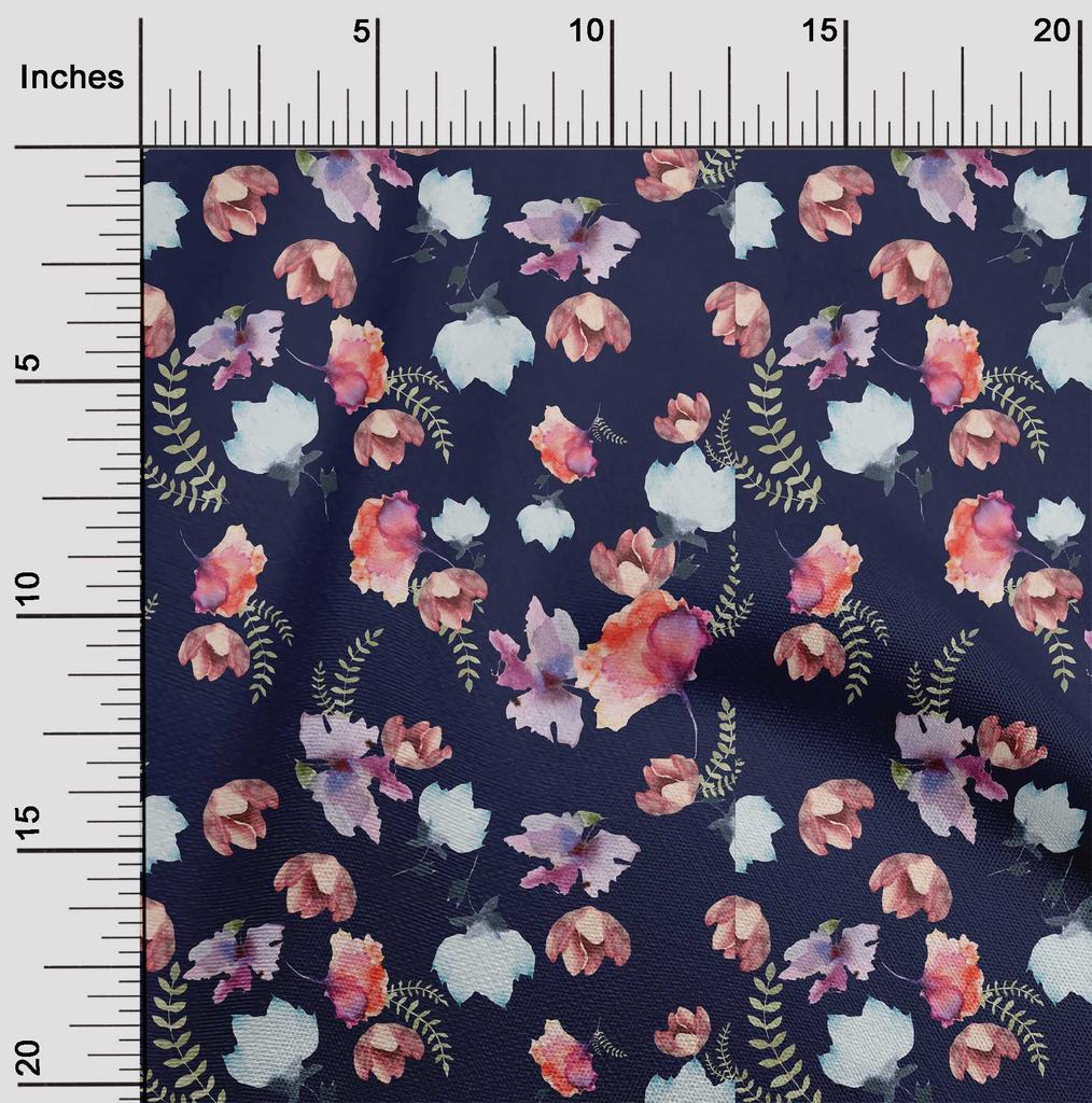 oneOone Bavlněný Flex Krémový Látka Květiny & Listy Akvarel DIY Oblečení Prošívaná Látka Potisk Látka Na Metráž 40 Palců